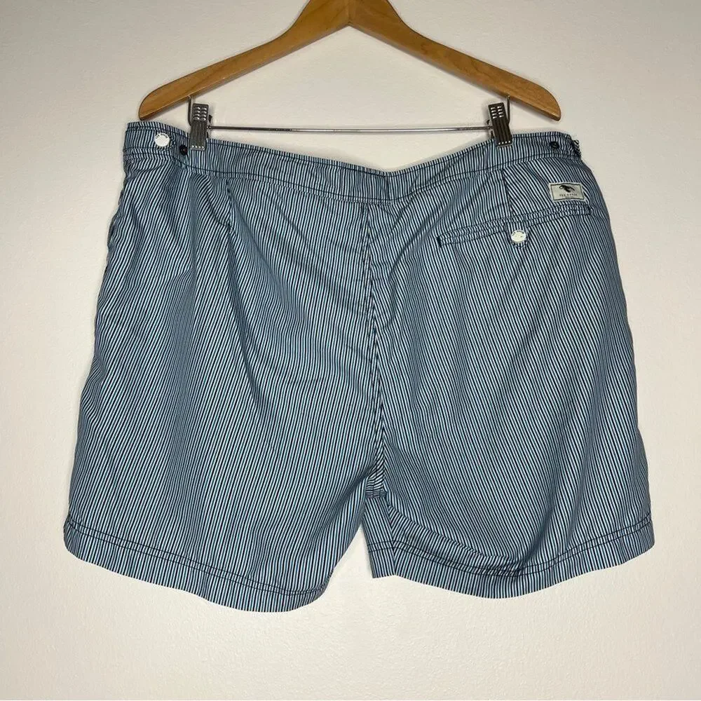 Ted Baker Swim Trunks Lobster Blue Stripe Preppy Country Club Euro Size 6 / 2XL